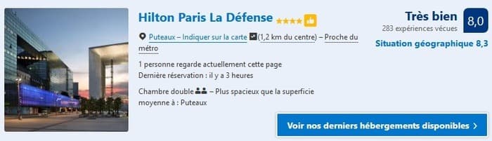 Hôtel Hilton Paris La Défense proche du Parvis