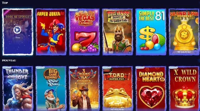 jeux slot et live casino spinight