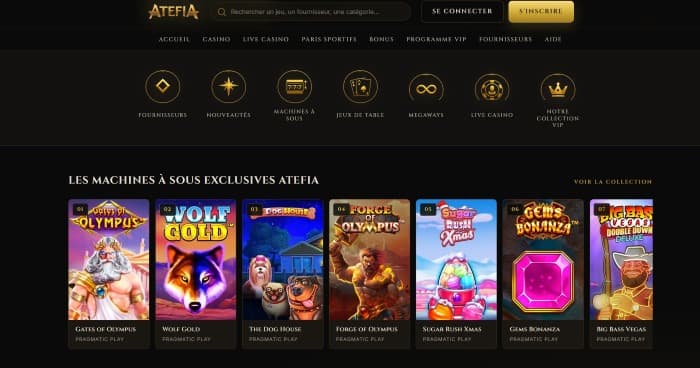 les jeux de casino sur Atefia